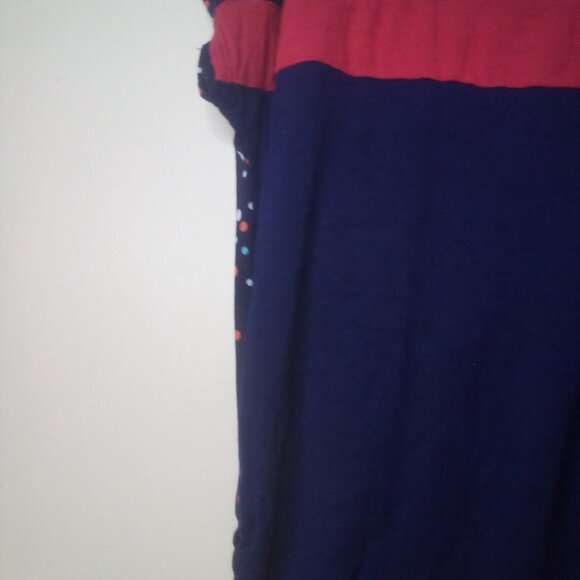 Robin's Nest Shirt Maternity L Short Sleeve Polka Dot Color Block Blue Red - Picture 6 of 15